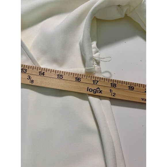 Nanette Lepore Cream Ruffle Neck Wrap Dress Sz 14 Bridal Cocktail Garden Resort - Picture 7 of 11